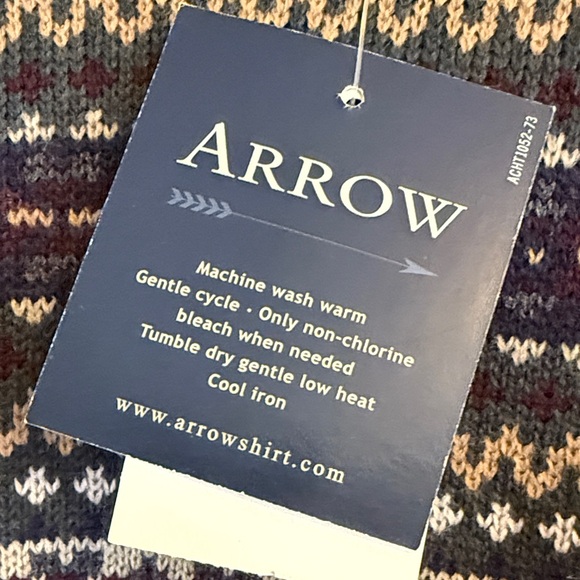 Arrow Men's Green Patterned Pullover Grandpa Sweater Size M NWT - Picture 7 of 8